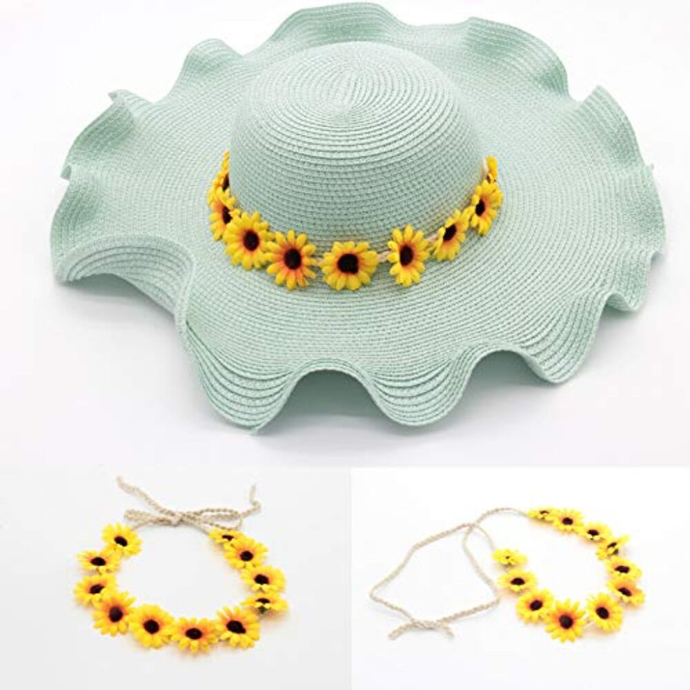 Sunflower Crown Flower Headbands Wreath for Women Girls White Daisy Flower Headb - Picture 2 of 6